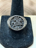 St. George Knight on Horseback Signet Ring Size 8