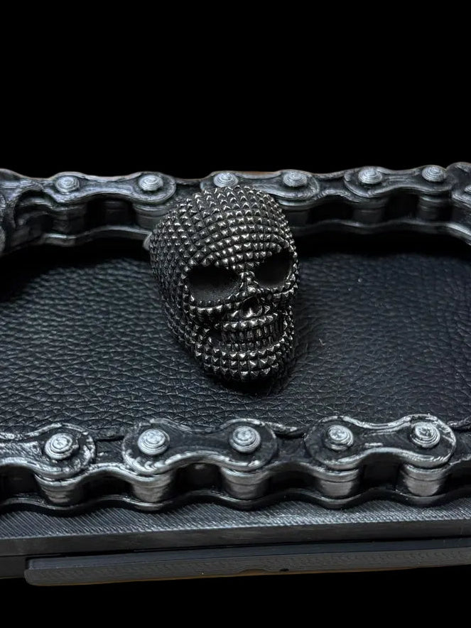 Pyramid Studded Skull Ring