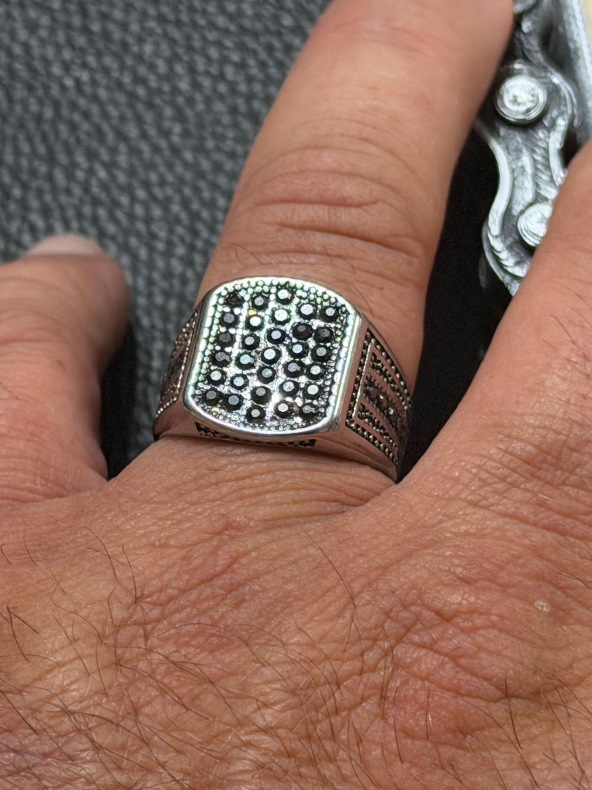 Black Zircon Stones Ring Size 9