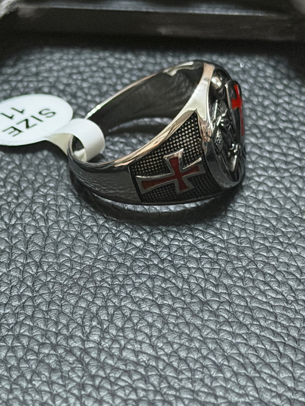 Knights Templar Red Cross Shield Ring Size 11