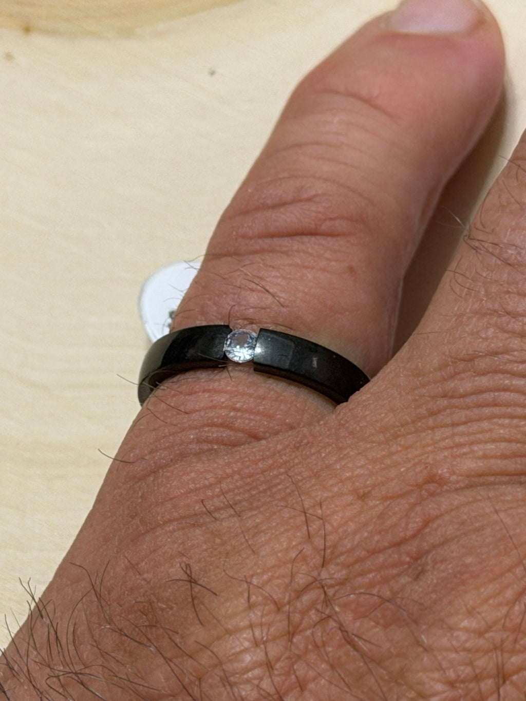 Black CZ Solitaire Ring Size 7