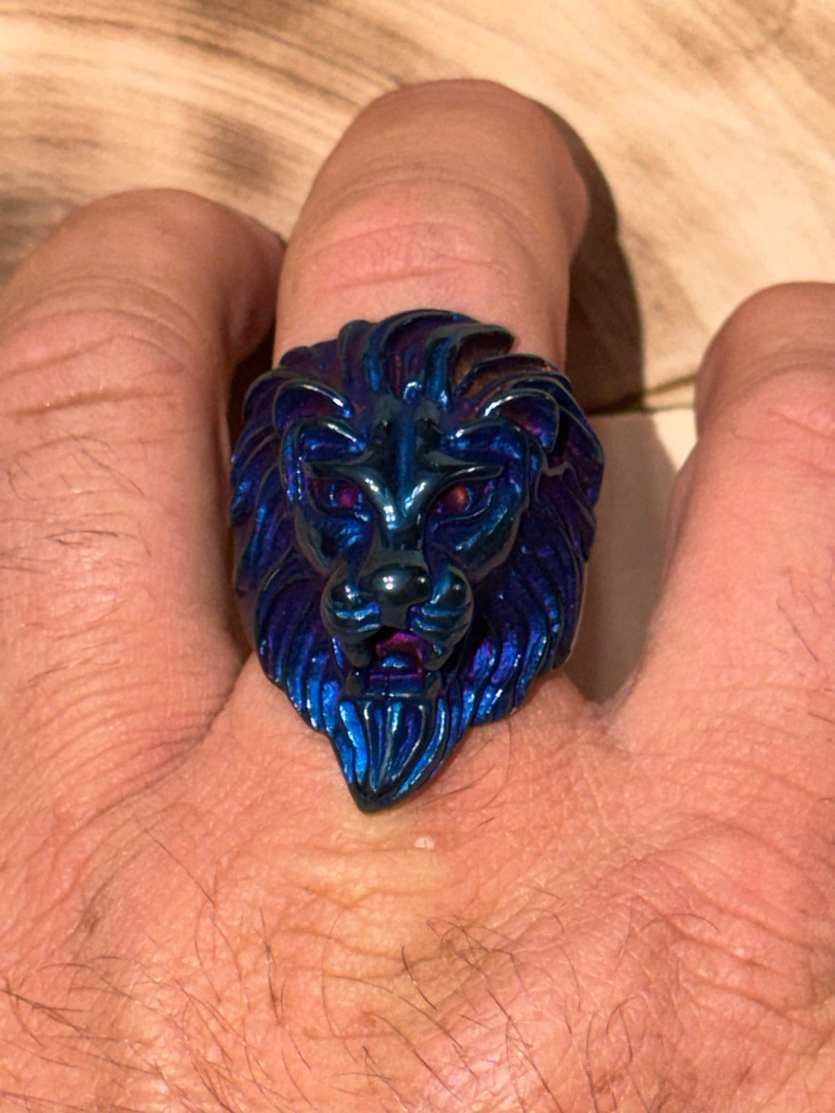 Blue Lion Head Ring Size 11