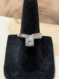 Clear CZ Solitaire Bypass Ring Size 5.5