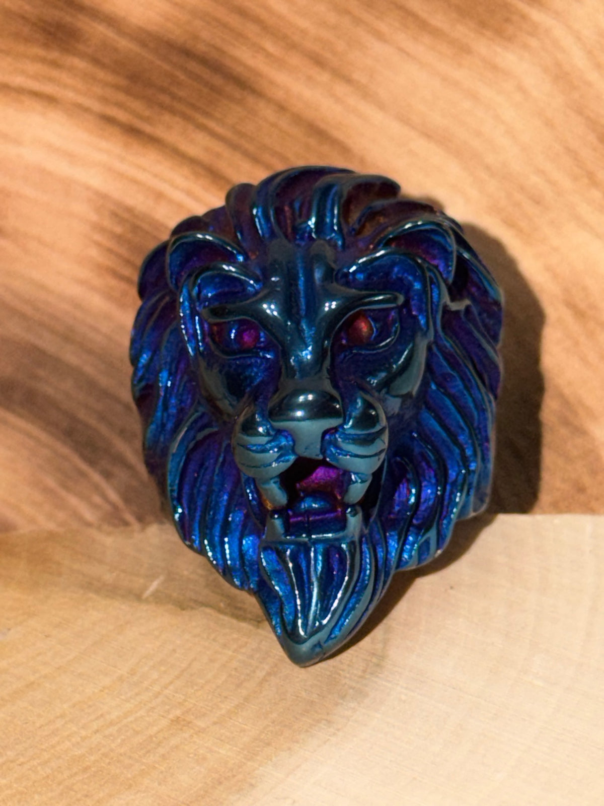 Blue Lion Head Ring Size 11