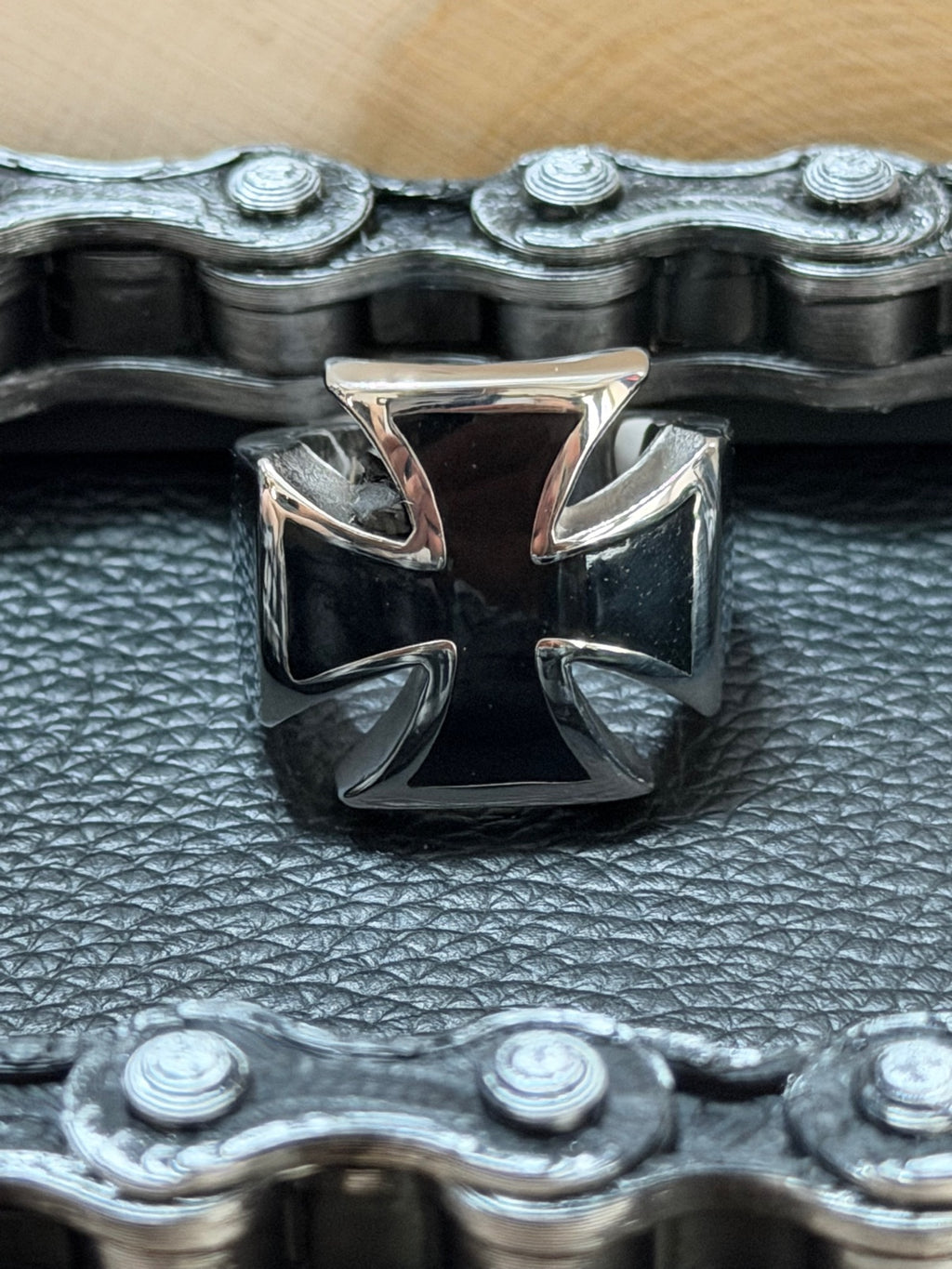 Iron Cross curved sides and face Ring