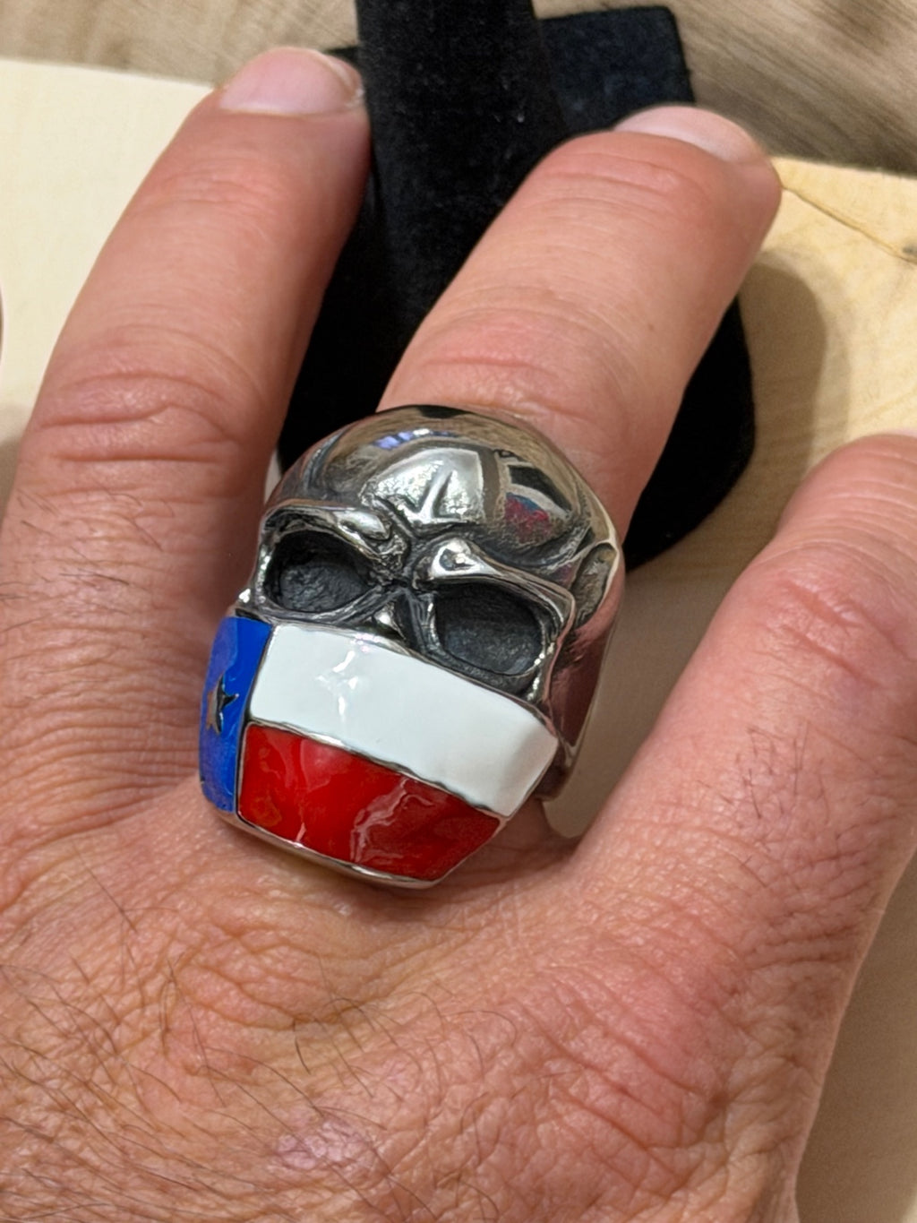 Texas Flag Skull Ring Size 12