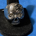 Skull Ring with Rhinestone Eyes Size 10