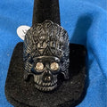 Size 11 Skull Headdress Ring with Rhinestone Eyes