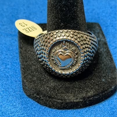 316L Stainless Steel Sacred Heart Signet Ring Size 13