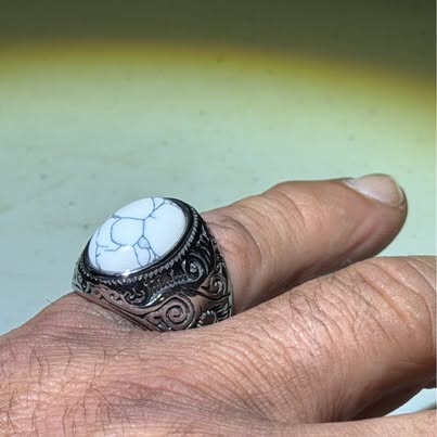 White Buffalo Ring Size 7