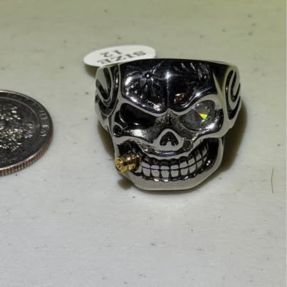 Bite the Bullet Skull Ring Size 12