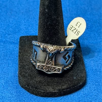 Mjolnir Norse Rune Ring Size 13