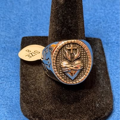 Sacred Heart Cross Signet Ring
