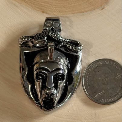 Gladiator Helmet and Snake Pendant