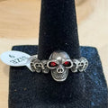 Skull Ring with Red Eyes Size 9