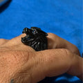 Black 316L stainless steel Wolf Head Ring