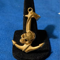 316L stainless steel Gold tone Skull and Anchor Pendant