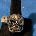 Skull Ring with Cigar and Clear Stone Eye