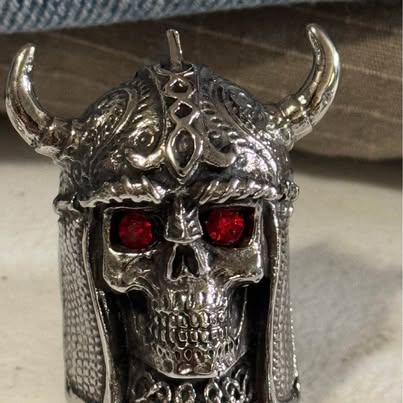 Celtic Warrior w/Red Eyes, Horned Helmet and Chainmaille Ring