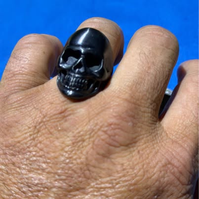 Matte Black Skull Ring