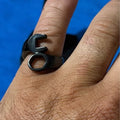 Black 316L stainless steel Wrench Ring size 7