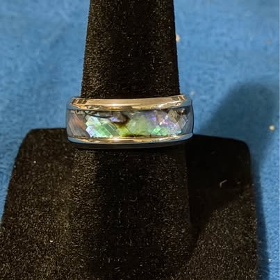 Abalone Shell Inlay Band Ring