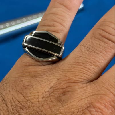 Shield Style Black Inlay Ring