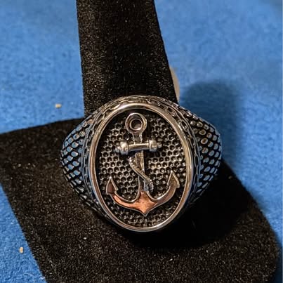 Stainless Steel Anchor Signet Ring Size 12