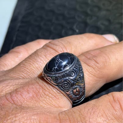Black Howlite Ring