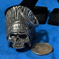 Skull Native American Headdress Guardian Bell Keychain