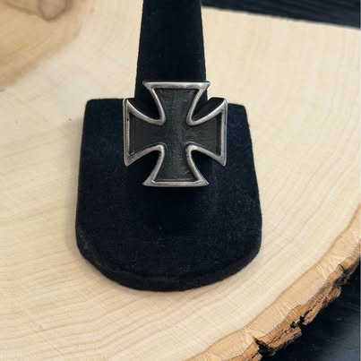 316L Stainless Steel Iron Cross Biker Ring
