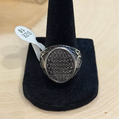 316L Stainless Steel Wicker Signet Ring Size 10