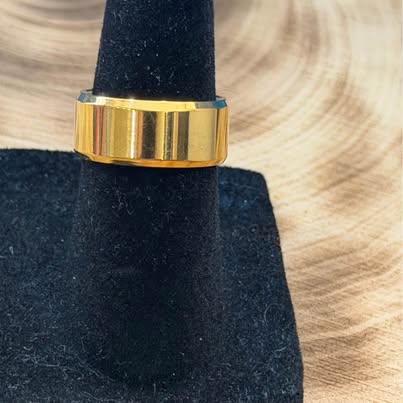 Gold-Toned 316L Stainless Steel Flat Band Ring Size 5