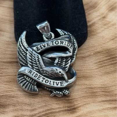 Eagle Live to Ride Ride to Live Pendant
