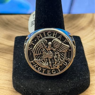 St. Michael Protect Us Signet Ring size 12