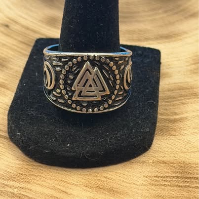 316L Stainless Steel Viking Valknut Ring Size 12