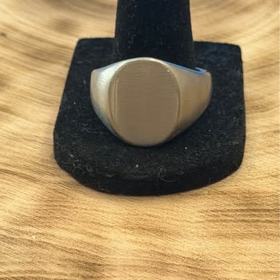 Brushed 316L Stainless Steel Signet Ring size 14