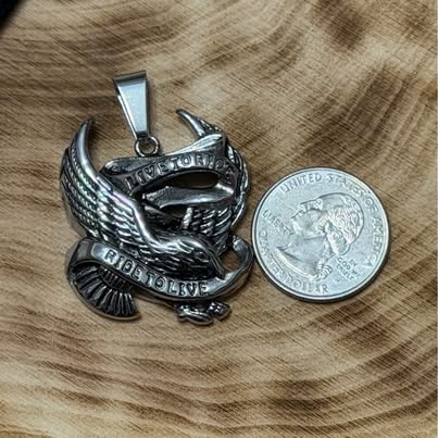 Live to Ride Ride to Live Eagle Biker Pendant