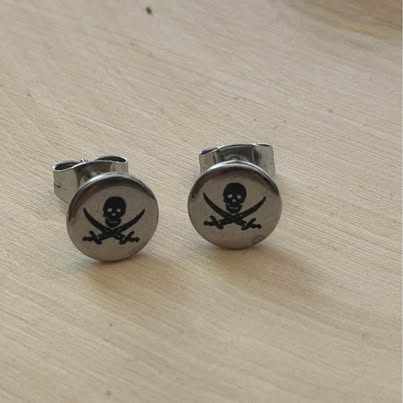 Pirate Skull and Crossbones Stud Earrings