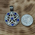 316L Stainless Steel Pentagram Pendant with Blue Crystals