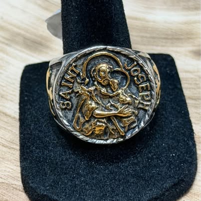 Saint Joseph Two-Tone Signet Ring Size 10