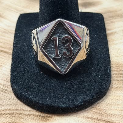 316L Stainless Steel Diamond 13 Skull Ring Size 9