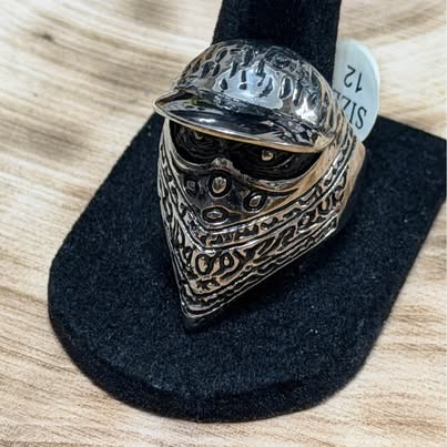 Bandana Mask and Baseball Cap Biker Ring Size 12