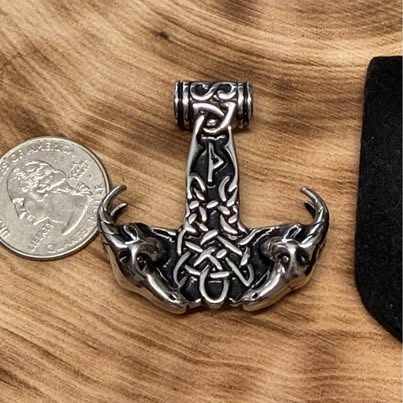 Viking Mjolnir Thor's Hammer Goat Head Pendant