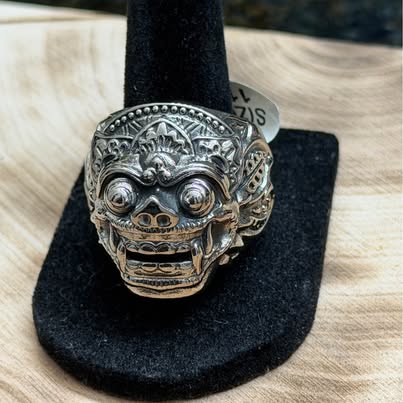 316L Surgical Grade Stainless Steel Balinese Barong Mask Ring Size 11