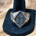Stainless Steel Lucky 13 Skull Ring Size 13
