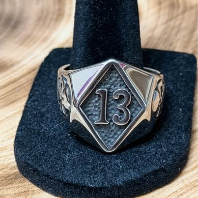 Stainless Steel Lucky 13 Skull Ring Size 13