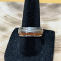 Tungsten Carbide Ring with Wood and Meteorite Inlay - Size 7