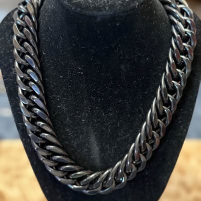 Black Curb Link Chain Necklace 362 Grams