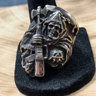 Grim Reaper Stainless Steel Ring Size 14